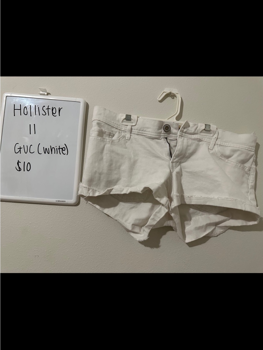 Hollister Women's White Denim Frayed Cutoff Shorts